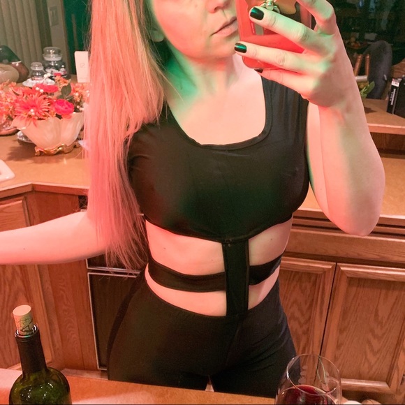 Sexy Black Stretchy Cat Bodycon Club Bodysuit - Picture 2 of 8